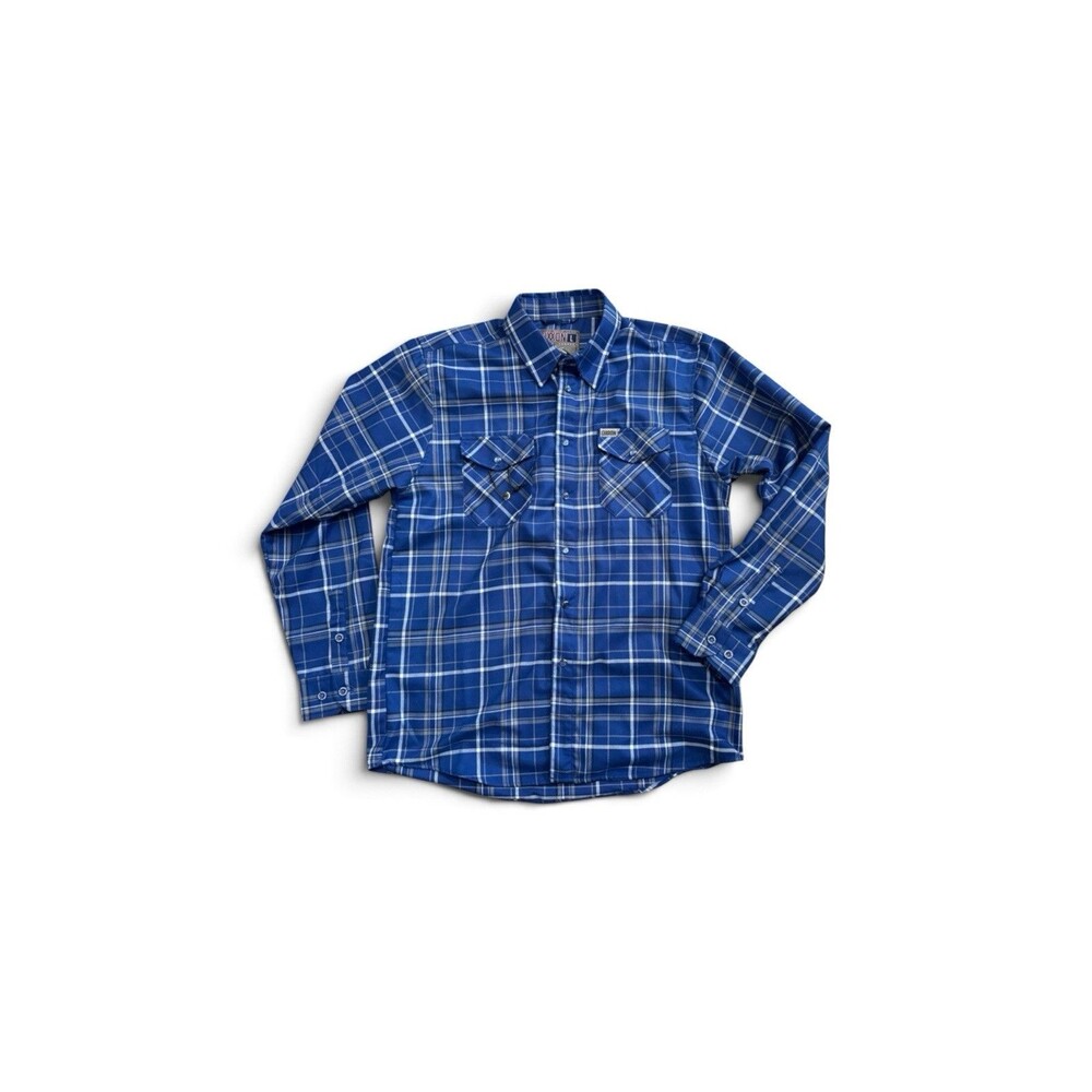 Dixxon Flannel Co New Men's L Wingman Shirt Blue Plaid Pearl Snap